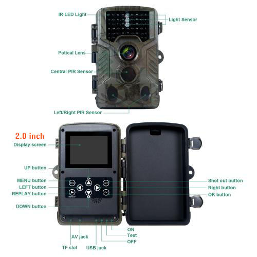 戶外相機：紅外監測及狩獵相機-2.0英寸(圖1)